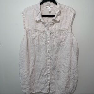 H&M Off-White Sleeveless Button-Down Dress